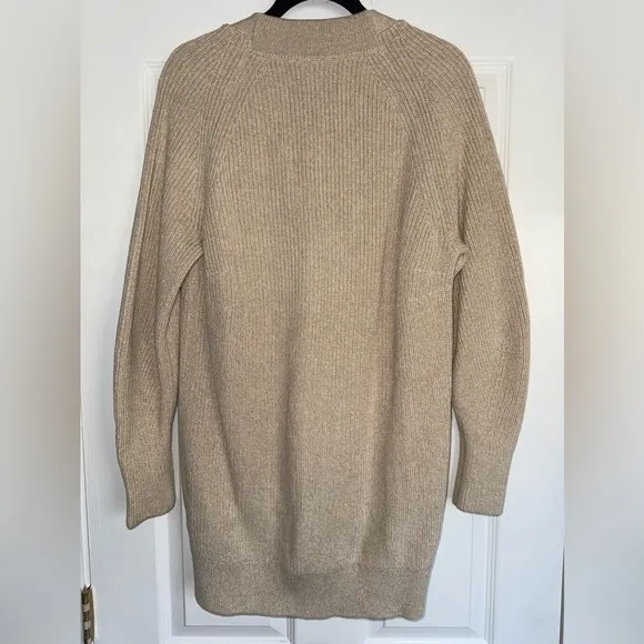 COS Chunky Jacquard Knit Ribbed Longline Dress Button Raglan Cardigan Sweater XS