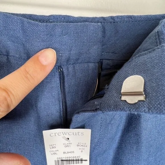 Crewcuts Ludlow Slim Boys Linen Dress Pants Size 6 Blue NWT *Flaw*