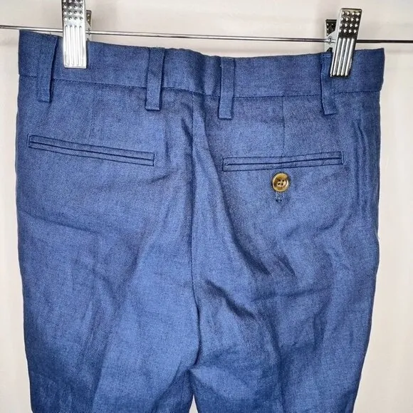 Crewcuts Ludlow Slim Boys Linen Dress Pants Size 6 Blue NWT *Flaw*