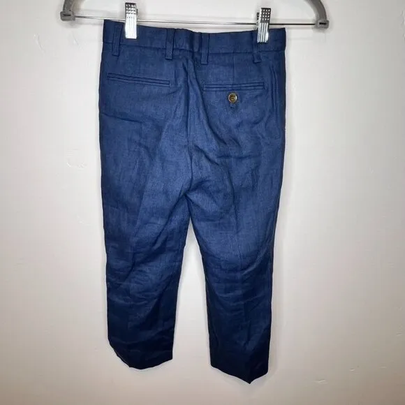 Crewcuts Ludlow Slim Boys Linen Dress Pants Size 6 Blue NWT *Flaw*
