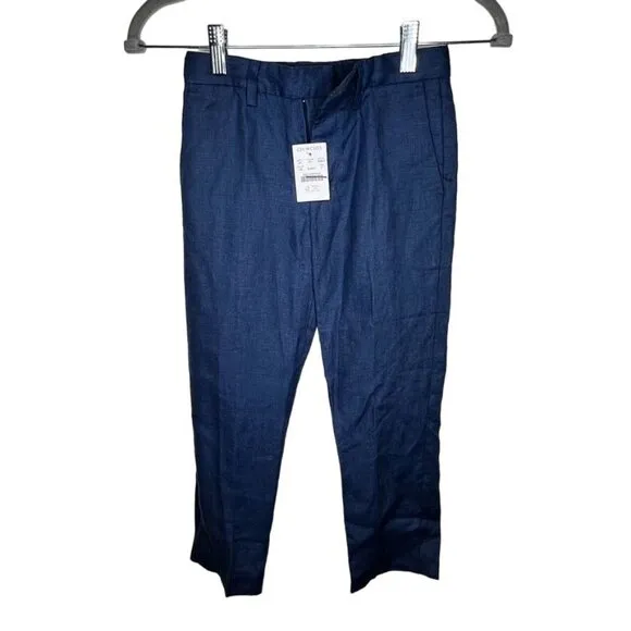 Crewcuts Ludlow Slim Boys Linen Dress Pants Size 6 Blue NWT *Flaw*