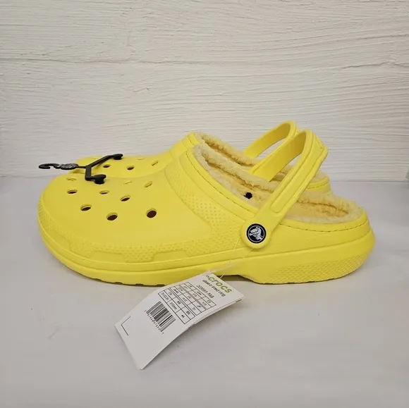 Crocs Classic Sherpa Lined Clogs in Lemon Yellow Size 13 NWT
