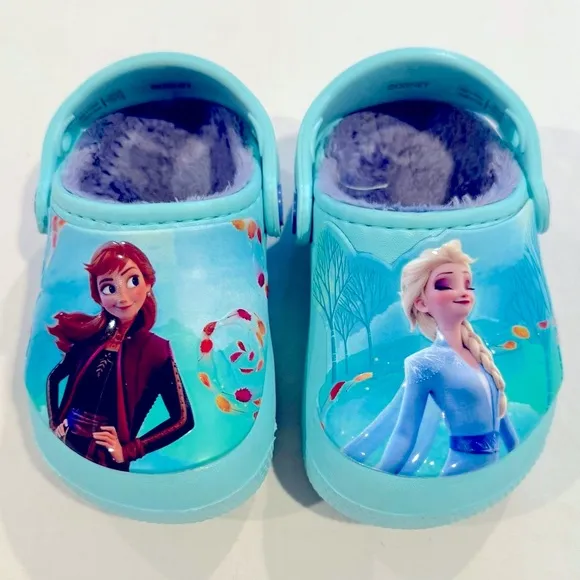 Crocs Fun Lab Lined Disney Frozen 2 Clogs Girls 6 Anna Elsa Shoes Winter Fleece