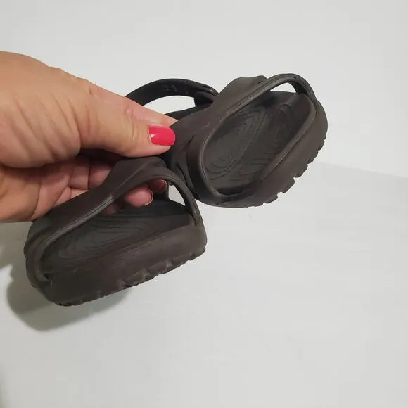 Crocs Meleen Cross Band Sandals Flip Flops Comfort Slip On Shoes Brown Womens 7