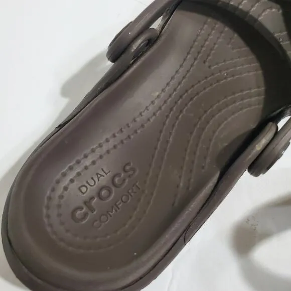 Crocs Meleen Cross Band Sandals Flip Flops Comfort Slip On Shoes Brown Womens 7
