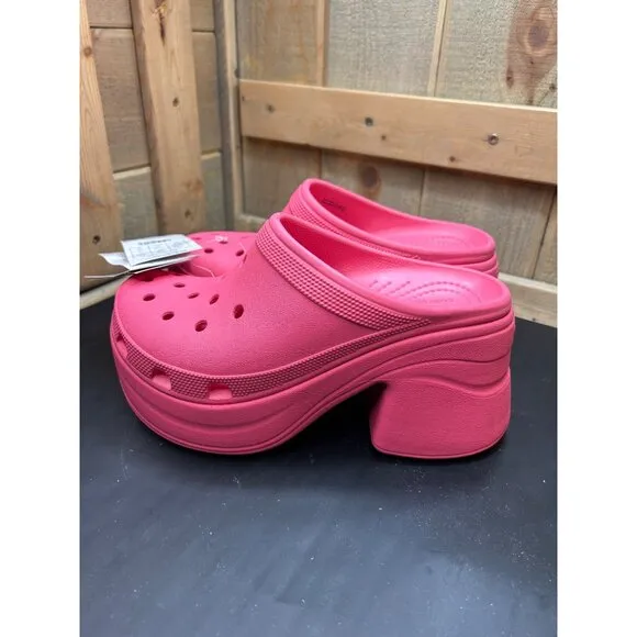 Crocs Siren Clog Pink Womens Size 8 Mens Size 6 Platform Heel Slip-On NWT
