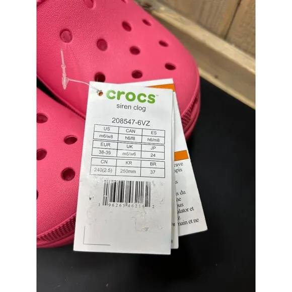 Crocs Siren Clog Pink Womens Size 8 Mens Size 6 Platform Heel Slip-On NWT