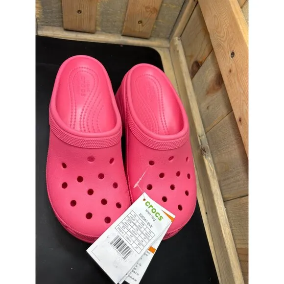 Crocs Siren Clog Pink Womens Size 8 Mens Size 6 Platform Heel Slip-On NWT