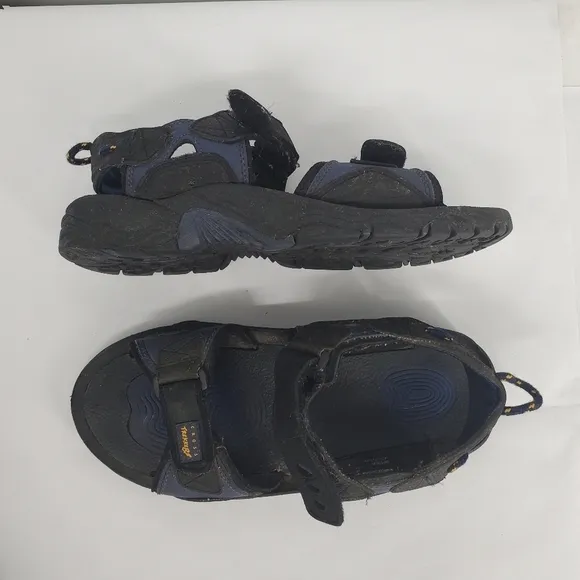 Cross Trekkers Sandals Mens 10.5M Black Blue Sling Back Hiking Outdoor Shoes