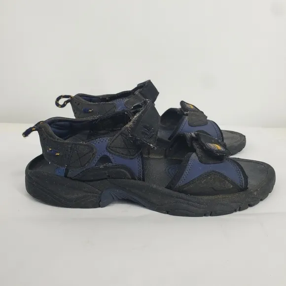 Cross Trekkers Sandals Mens 10.5M Black Blue Sling Back Hiking Outdoor Shoes