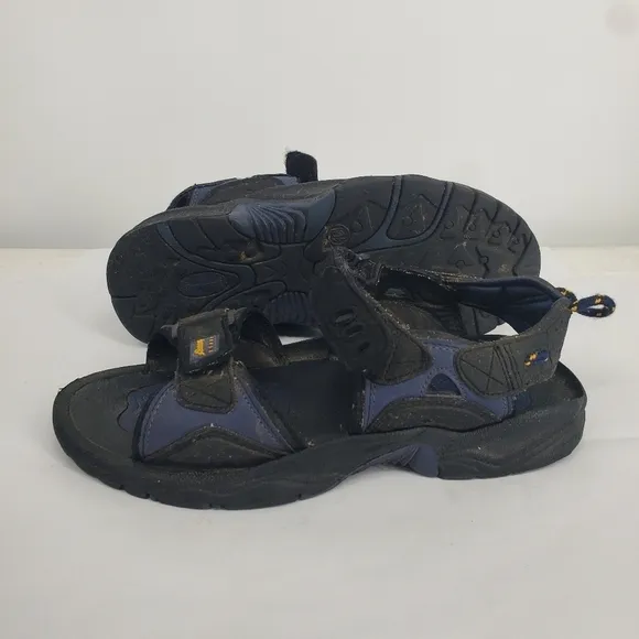 Cross Trekkers Sandals Mens 10.5M Black Blue Sling Back Hiking Outdoor Shoes