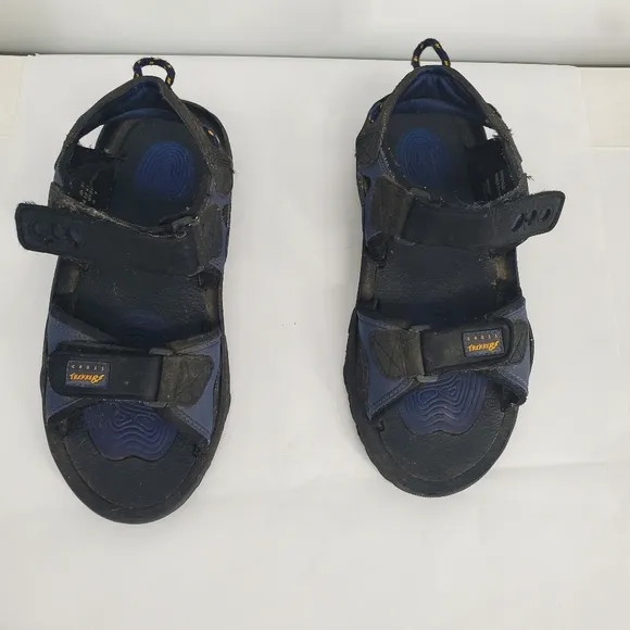 Cross Trekkers Sandals Mens 10.5M Black Blue Sling Back Hiking Outdoor Shoes