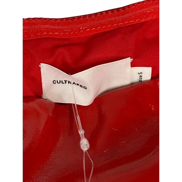 CULTNAKED Killa Mini Dress Patent Leather Strapless Sexy Party Clubbing Red Sz S