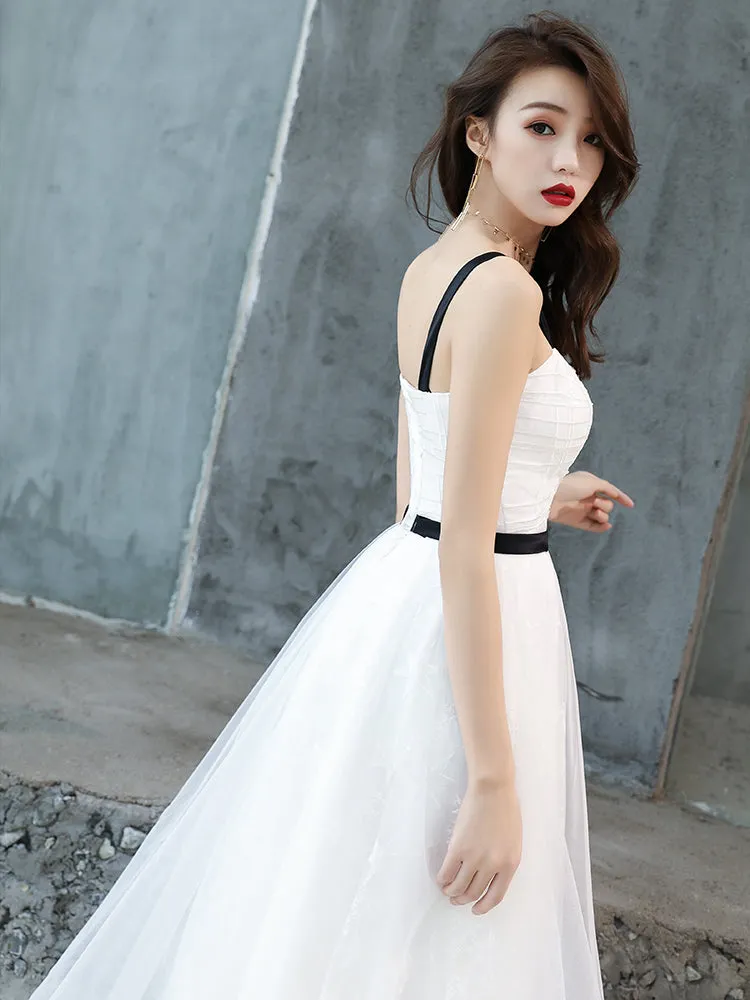 Cute White Short Homecoming Dress Party Dress, Tulle with Lace Graduation Dresses