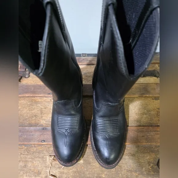 Dan Post Black Albuquerque Waterproof Distressed Leather Cowboy Boots. Western