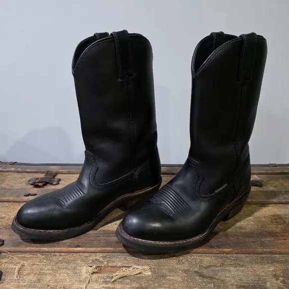 Dan Post Black Albuquerque Waterproof Distressed Leather Cowboy Boots. Western
