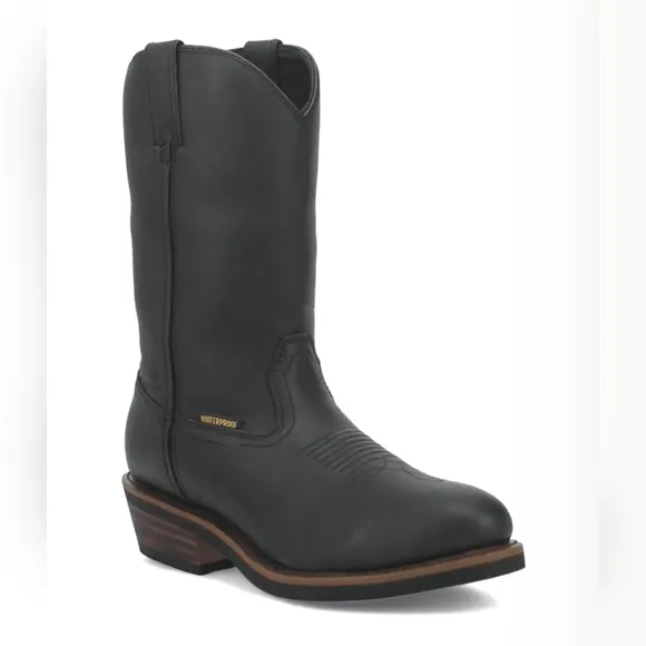 Dan Post Black Albuquerque Waterproof Distressed Leather Cowboy Boots. Western