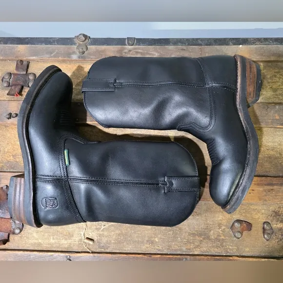 Dan Post Black Albuquerque Waterproof Distressed Leather Cowboy Boots. Western