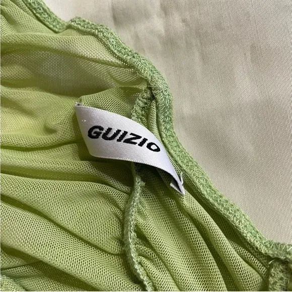 Danielle Guizio- Lime Green One Shoulder Asymmetrical Ruched Midi Dress Size S