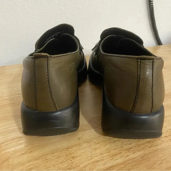 Dankso Janika Oxfords 41 Green Leather Lace Up Shoes Clogs Chunky Platform Y2K