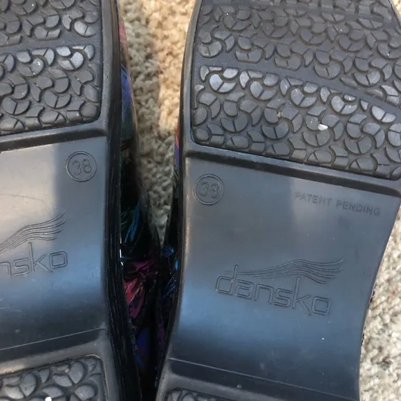 Dansko Black and Pink Mules with Chunky Sole paint splatter design sz 38