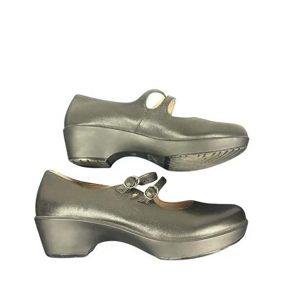 Dansko Black Leather Mary Jane Heels Sz 39 Us 8.5-9 Double Strap Comfort Work