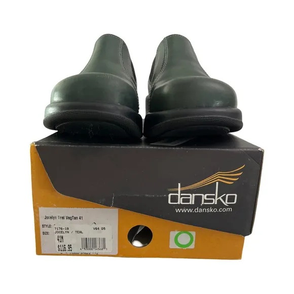 Dansko Jocelyn Slip-On Lewther Shoes Teal VegTan Leather Size 41 US 10.5-11