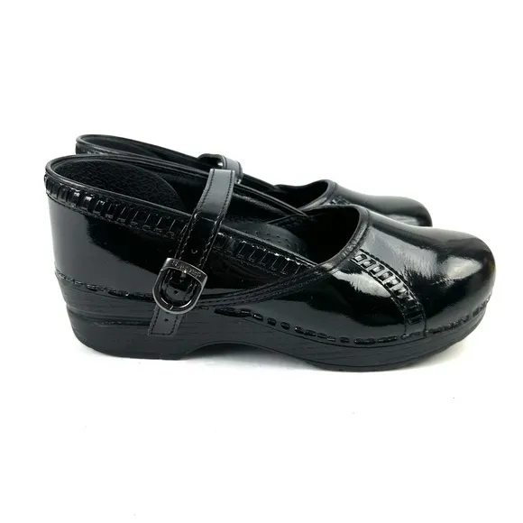 Dansko Marcelle Maryjane Clog 38 Black Patent Leather Womens Shoes