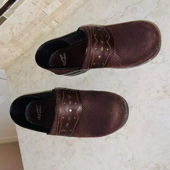 Dansko Pavan Leather Western Embossed  Clogs size 39