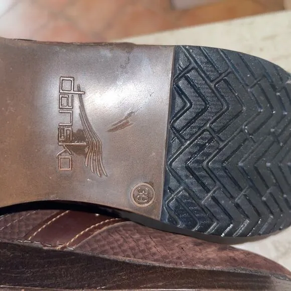 Dansko Pavan Leather Western Embossed  Clogs size 39