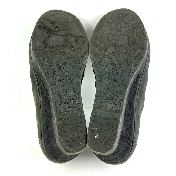 Dansko Sheena Shoes 40 Dark Gray Leather Slip On Slouchy Ruched Womens Bootie