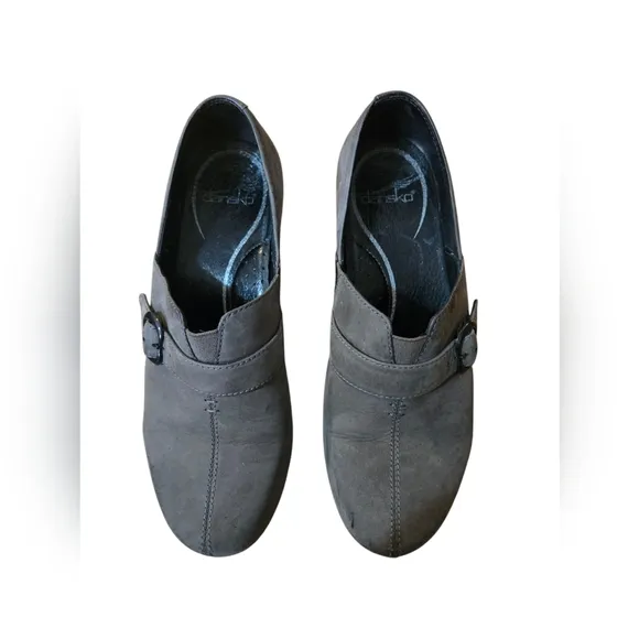 Dansko Tamara Gray Suede Leather Slip On Clog Shoes Womens Size 39 US Size 8.5-9