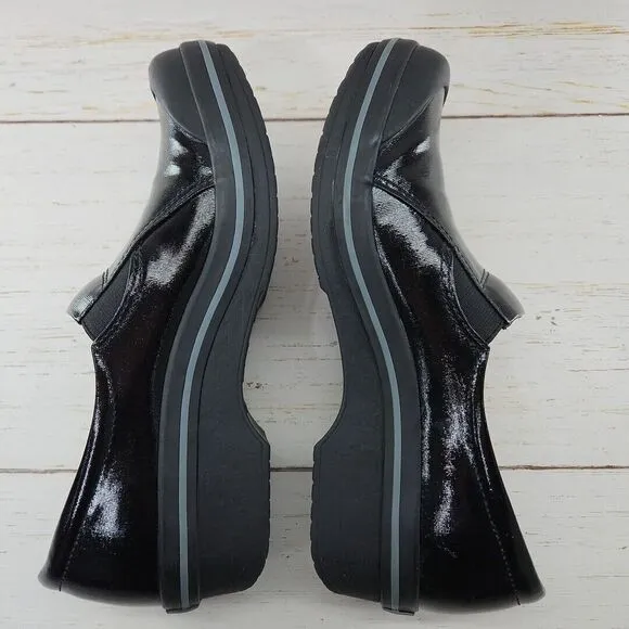 Dansko Viv‎ Black Coated Canvas Shoes Vegan Water Slip Resistant Womens 39 8.5-9