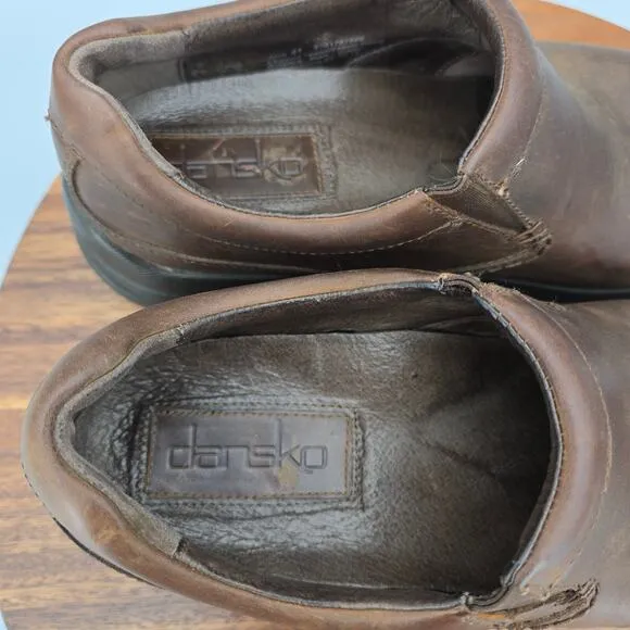 Dansko Wynn Shoes Men's 8 M Brown Leather Slip Resistant Slip On Casual Loafers