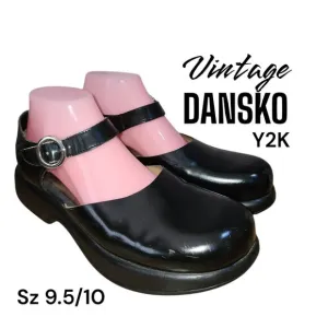 DANSKO Y2K Maryjane Look 9.5/10 Blk Leather Whimsygoth Side Buckle Chunky Shoes