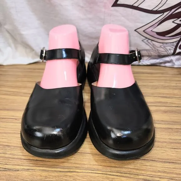 DANSKO Y2K Maryjane Look 9.5/10 Blk Leather Whimsygoth Side Buckle Chunky Shoes