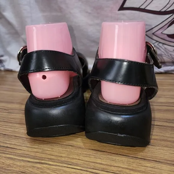 DANSKO Y2K Maryjane Look 9.5/10 Blk Leather Whimsygoth Side Buckle Chunky Shoes