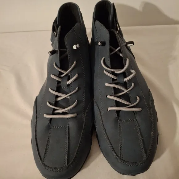 Dark Blue With Black Accents Men's Leather Athletic Shoes