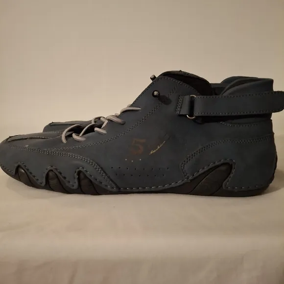 Dark Blue With Black Accents Men's Leather Athletic Shoes