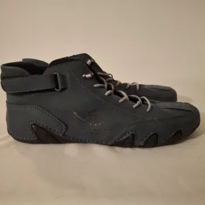 Dark Blue With Black Accents Men's Leather Athletic Shoes