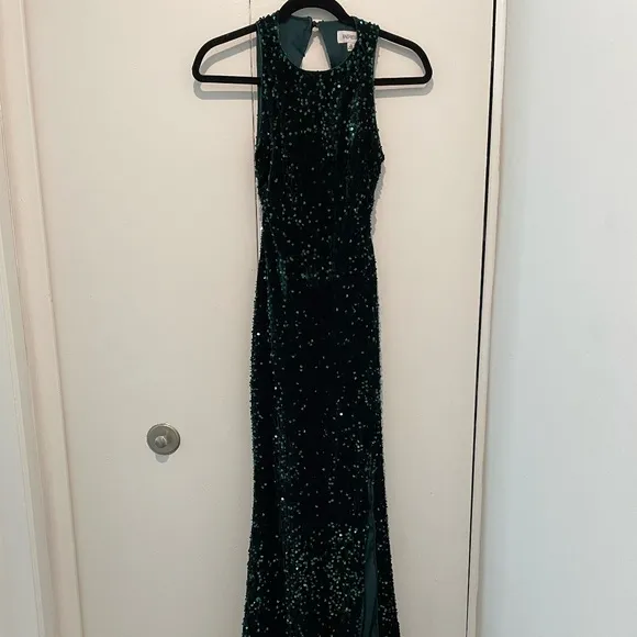 Dark green sequin prom dress