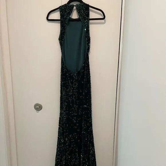 Dark green sequin prom dress