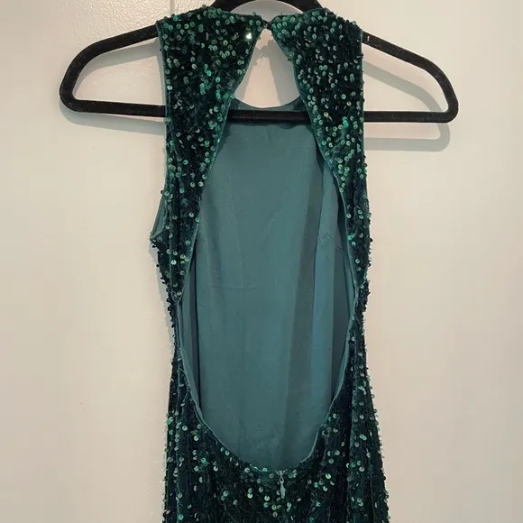 Dark green sequin prom dress