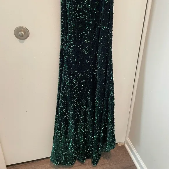 Dark green sequin prom dress