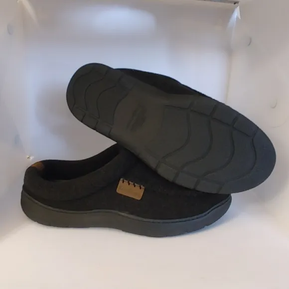 Dearfoams Memory Foam Wool Blend Gray Grey Slippers M 9-10