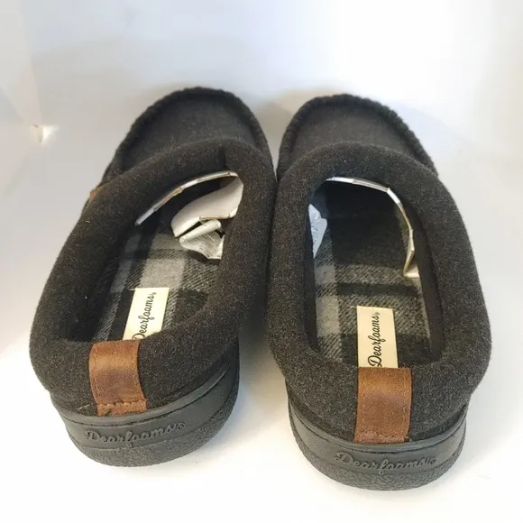 Dearfoams Memory Foam Wool Blend Grey Gray Slippers M 9-10