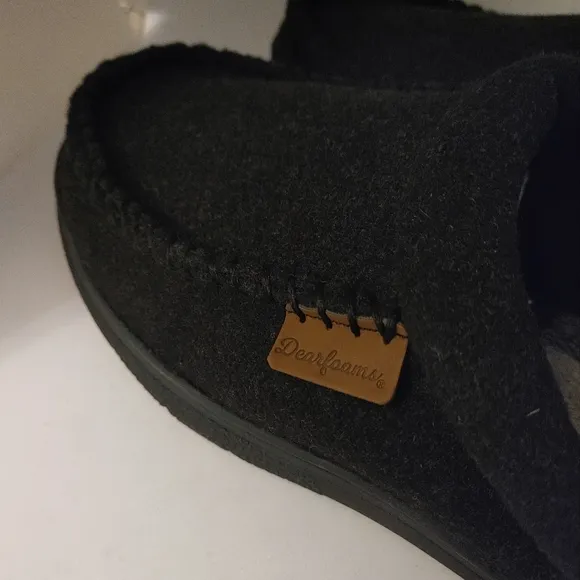 Dearfoams Memory Foam Wool Blend Grey Gray Slippers M 9-10