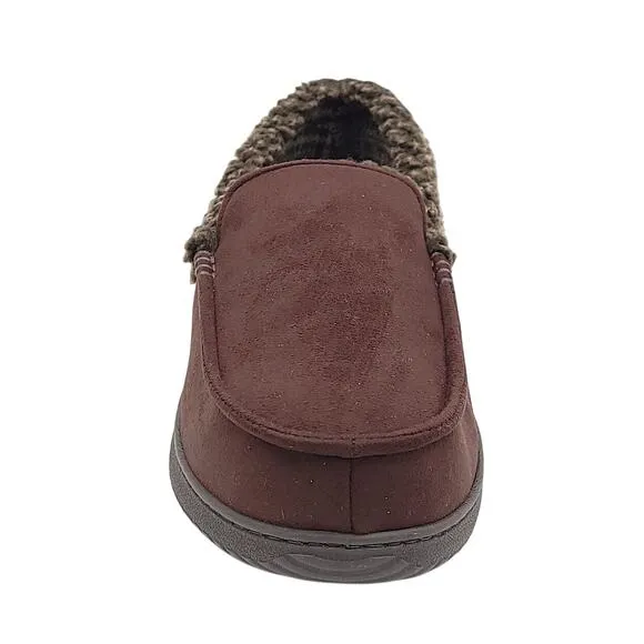 Dearfoams Men Alexander Slip On Loafer Slippers Size US L 11-12 Brown Faux Suede