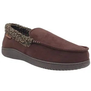 Dearfoams Men Alexander Slip On Loafer Slippers Size US L 11-12 Brown Faux Suede