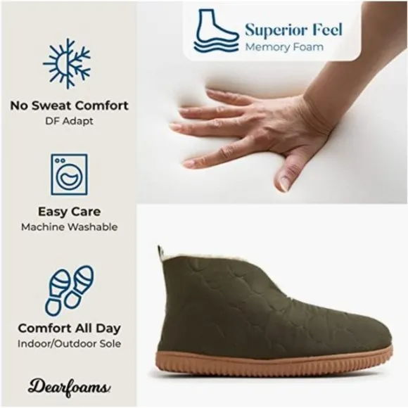 DEARFOAMS: UNISEX INDOOR - OUTDOOR/ WARM-UP BOOTIES/ SLIPPERS  (Med - Green)